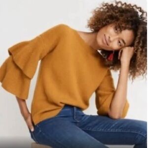 Madewell Soft, Warm & Cozy Flutter Bell Sleeve Mustard Yellow Sweater Size L